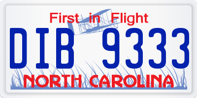 NC license plate DIB9333