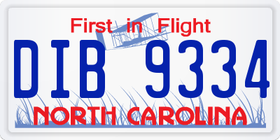 NC license plate DIB9334