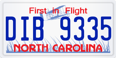 NC license plate DIB9335