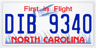 NC license plate DIB9340