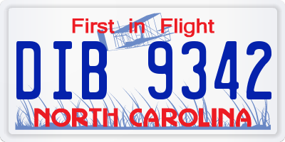 NC license plate DIB9342