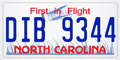 NC license plate DIB9344