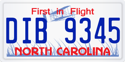 NC license plate DIB9345