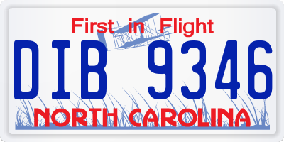 NC license plate DIB9346