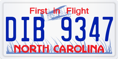 NC license plate DIB9347