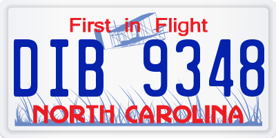 NC license plate DIB9348