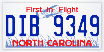 NC license plate DIB9349