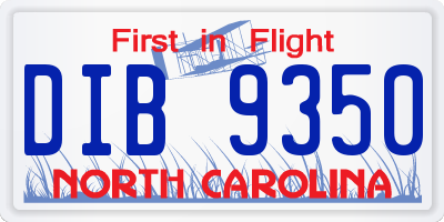 NC license plate DIB9350