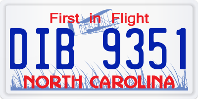 NC license plate DIB9351