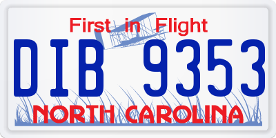 NC license plate DIB9353