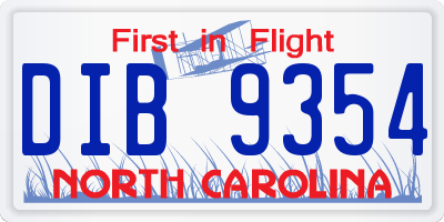 NC license plate DIB9354