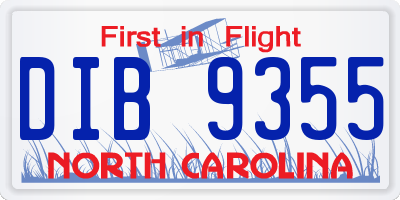 NC license plate DIB9355