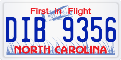 NC license plate DIB9356