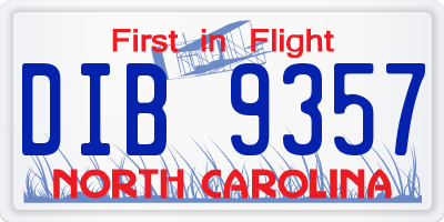 NC license plate DIB9357