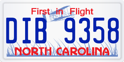 NC license plate DIB9358