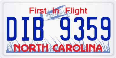 NC license plate DIB9359