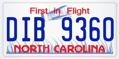 NC license plate DIB9360