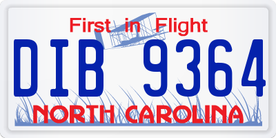 NC license plate DIB9364