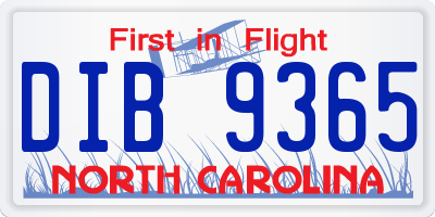 NC license plate DIB9365