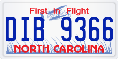 NC license plate DIB9366
