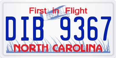 NC license plate DIB9367