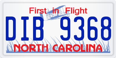 NC license plate DIB9368