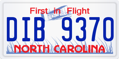 NC license plate DIB9370
