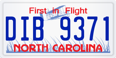 NC license plate DIB9371