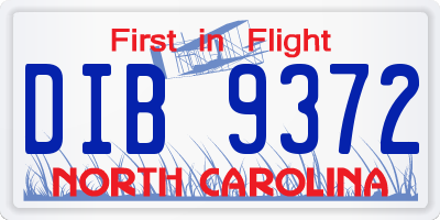 NC license plate DIB9372