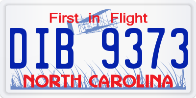 NC license plate DIB9373