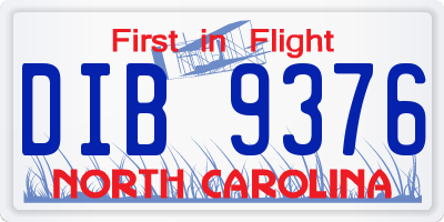 NC license plate DIB9376
