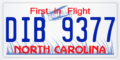 NC license plate DIB9377
