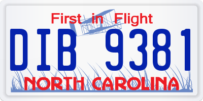 NC license plate DIB9381