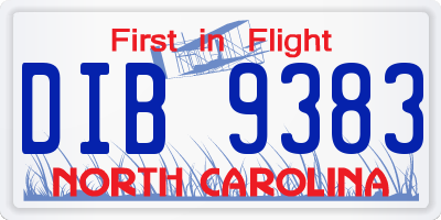 NC license plate DIB9383