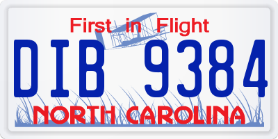 NC license plate DIB9384