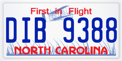 NC license plate DIB9388