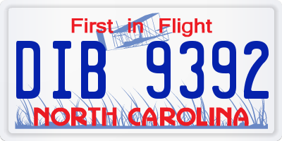 NC license plate DIB9392