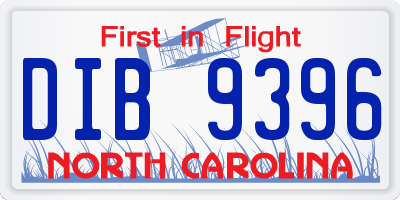 NC license plate DIB9396