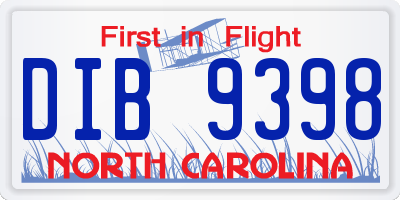 NC license plate DIB9398