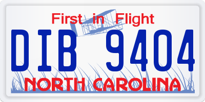 NC license plate DIB9404