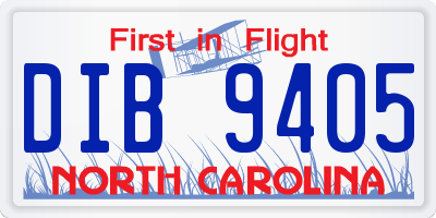 NC license plate DIB9405
