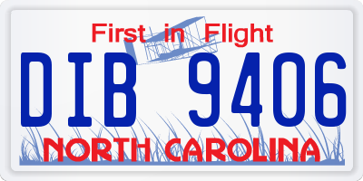 NC license plate DIB9406