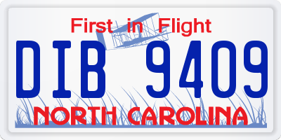 NC license plate DIB9409