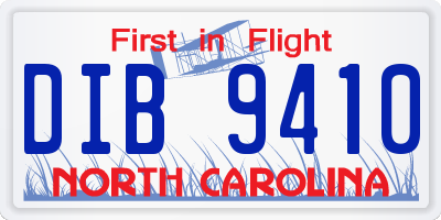 NC license plate DIB9410