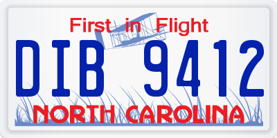 NC license plate DIB9412