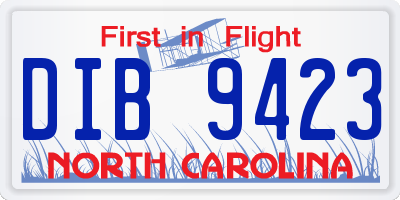 NC license plate DIB9423