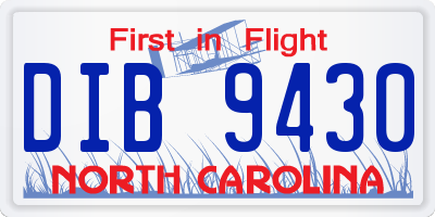 NC license plate DIB9430