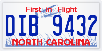 NC license plate DIB9432