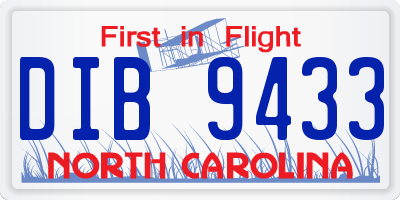 NC license plate DIB9433