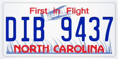 NC license plate DIB9437